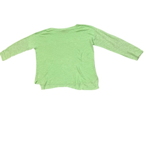 EILEEN FISHER Size L Organic Linen Blend Mint Green Pullover Light Knit Sweater - Picture 9 of 10